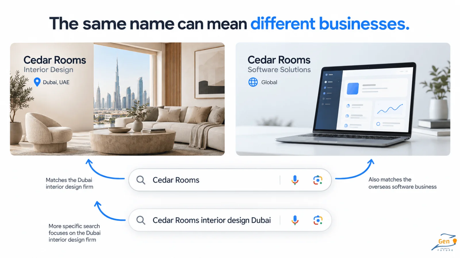 Another company shares your name and appears above you
