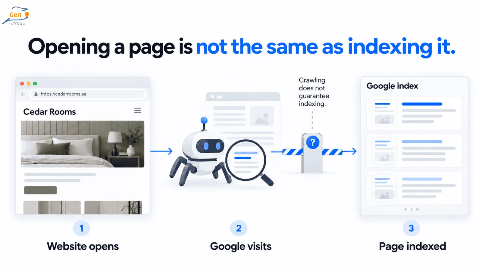 Google needs to index your homepage before showing it in search