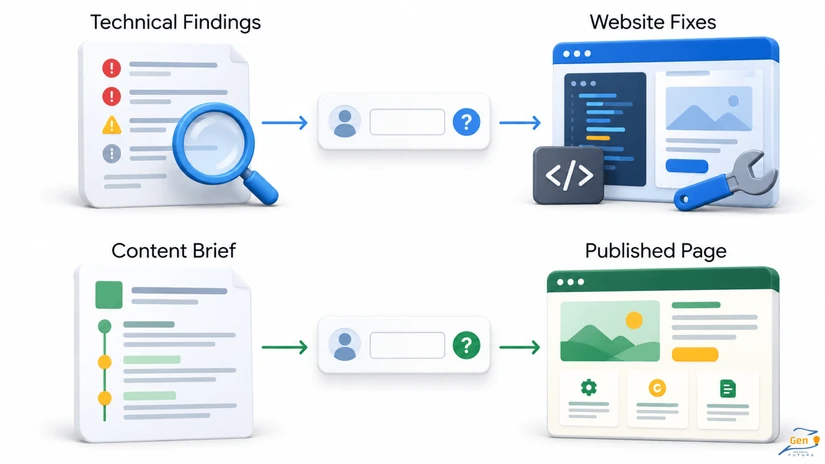 technical fixes and content work an seo agency covers compared with in house seo