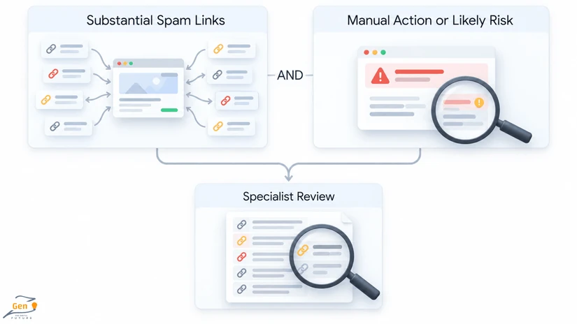 disavow conditions for spam links after a suspected negative seo attack