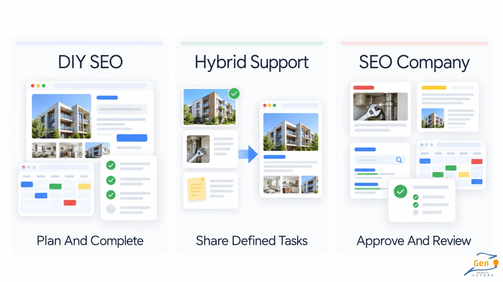diy seo vs hiring an seo company and hybrid support compared