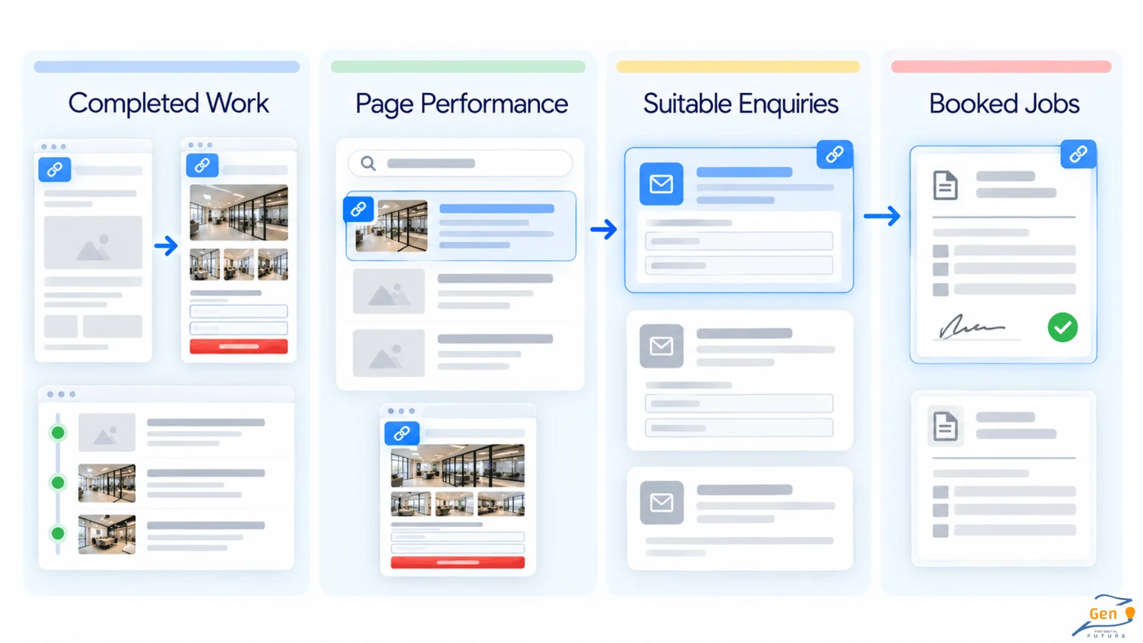 tracking completed seo work enquiries and booked jobs
